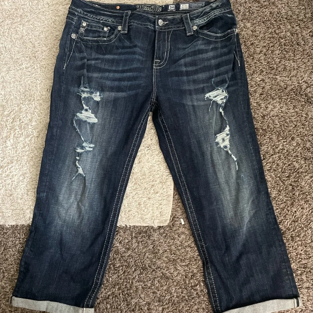 Miss Me Ankle Jeans with Classic Dark Wash Sz 34 mid rise cropped stretchy sz 34 - Picture 6 of 12